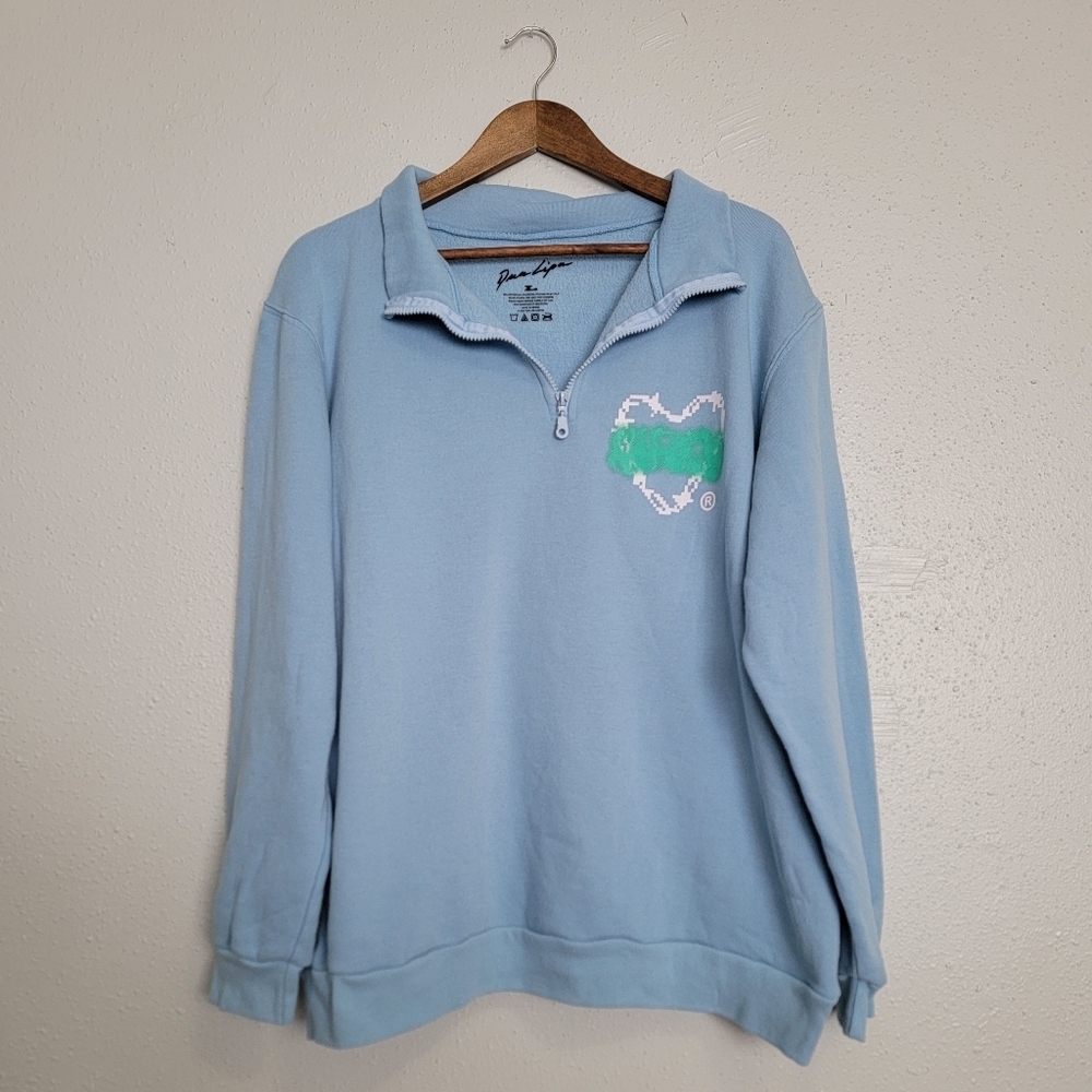RARE Dua Lipa Future Nostalgia Blue Quarter Zip Pull Over Sweater Tour Merch